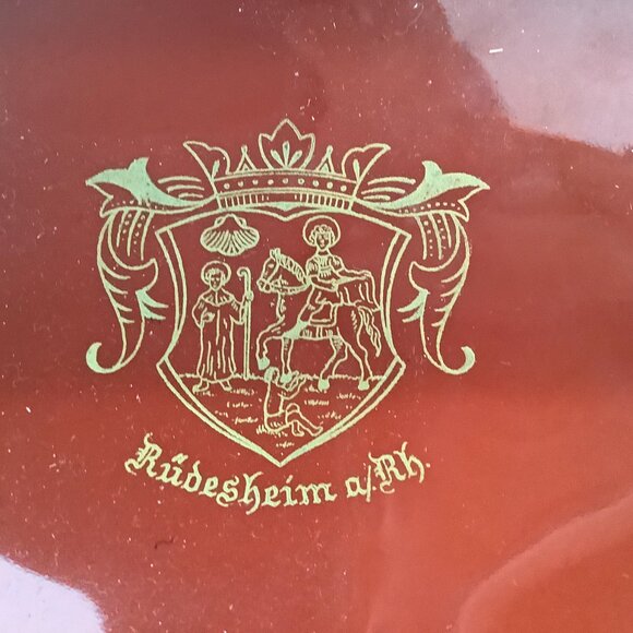 Souvenir of Rudesheim Porzellan Ashstray and Bud Vase Metallic Gold Trim - Picture 3 of 9